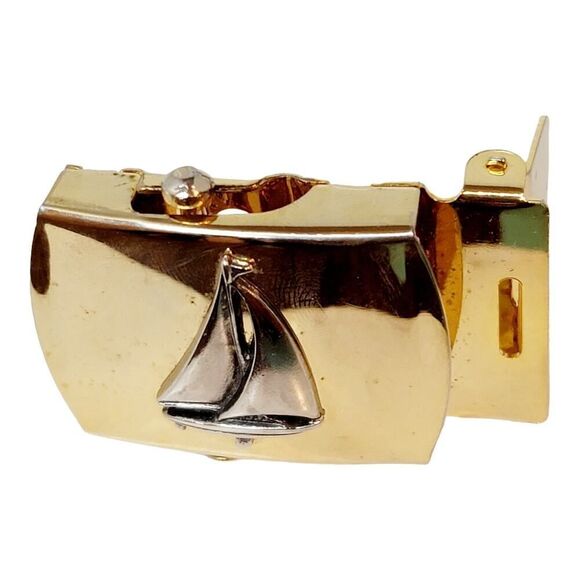 Small Belt Buckle Solid Brass SAILBOAT NAUTICAL BEACH design - Picture 5 of 8